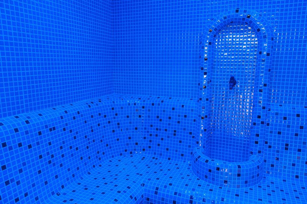 Gardenia Hotel & Spa Veles Exterior foto A blue tiled shower